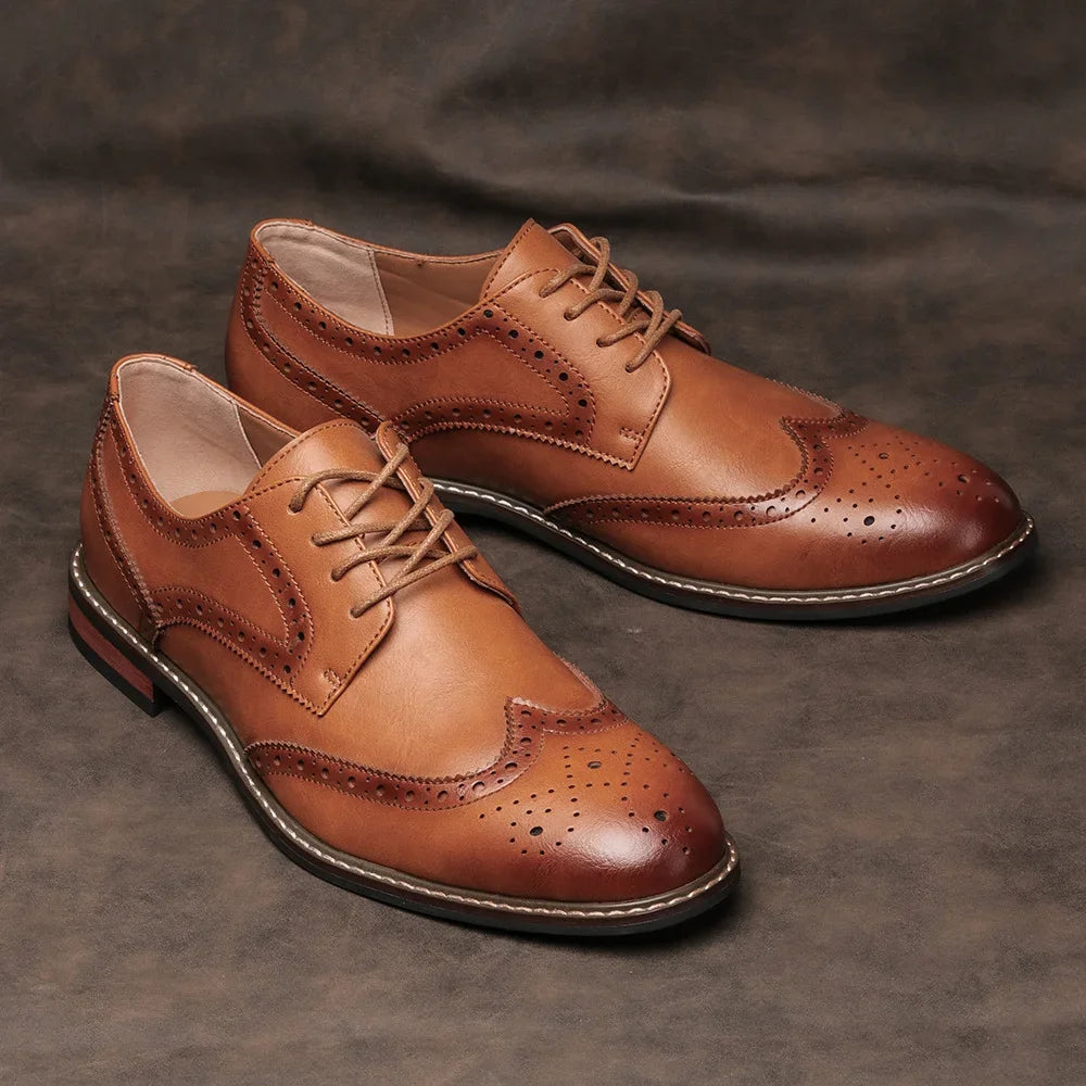 Size 7~13 Brogue Dress Shoes Man Wedding Leather Social Shoe Male