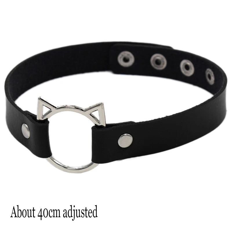 Woman Black Bat Punk Choker Collar Necklace Sexy PU Leather Heart Lock Key Spike Gothic Cosplay Accessories Party Jewelry New