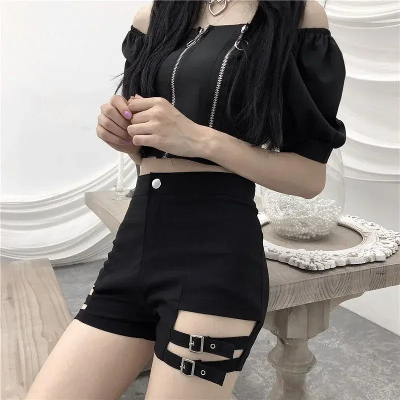 Sexy Woman Short Pants Coquette Black High Waist Shorts for Women Streetwear Jorts Aesthetic Elasticty Kpop Casual Hot Comfy XL