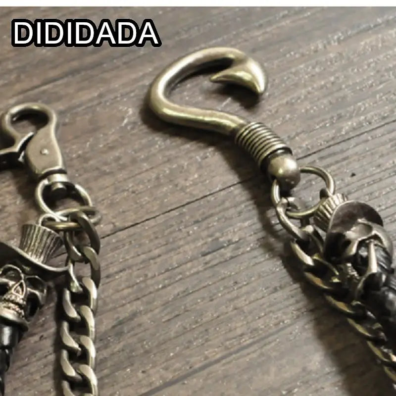 Women Men's Motorcyle Keychain Belt Chains Rock Punk Double chain Cowboy Cowgirls Pants Trousers Chain Biker Wallet Accessories