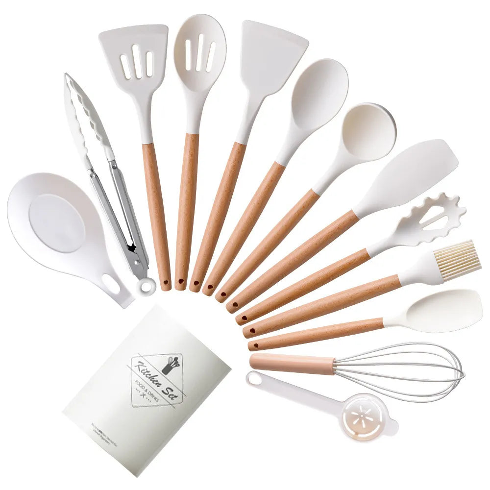 14Pcs Heat Resistant Silicone Kitchenware Cooking Utensils Set Kitchen Non-Stick Cooking Utensils Baking Tools With Storage Box