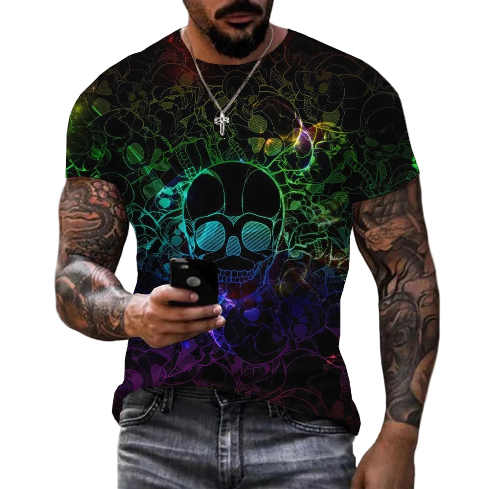 2022 New Fashion Neon Graffiti Printed 3D T-shirt Men Women Summer Casual Short Sleeve Hip Hop Harajuku Streetwear Tops