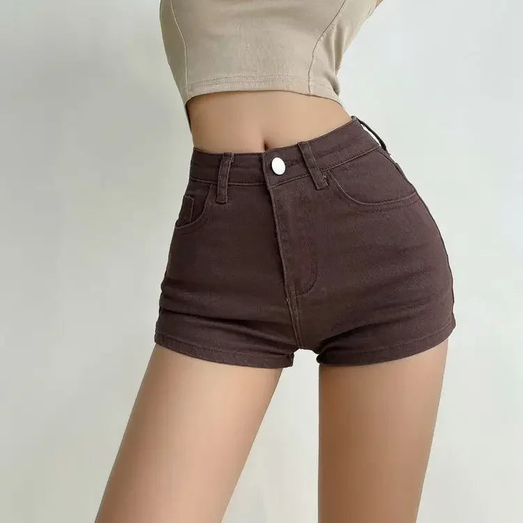 Female Short Jeans Pants Retro Brown Women's Denim Shorts Wholesale Streetwear Harajuku Fashion Outfits Youthful Comfy Hot Jorts