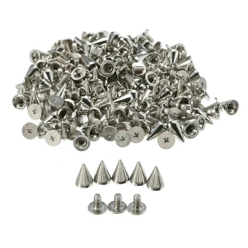 Multiple Sizes Cone Spikes Screwback Studs Rivets Metal Tree Spikes Studs Punk Style Clothing Accessories DIY Craft Decoration