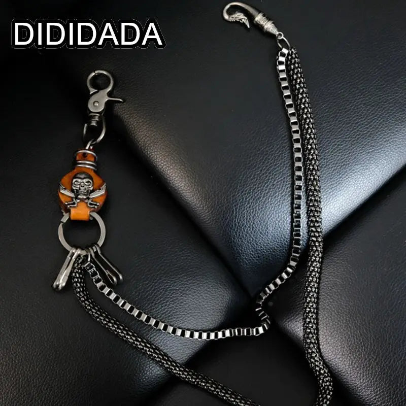 Women Men's Motorcyle Keychain Belt Chains Rock Punk Double chain Cowboy Cowgirls Pants Trousers Chain Biker Wallet Accessories