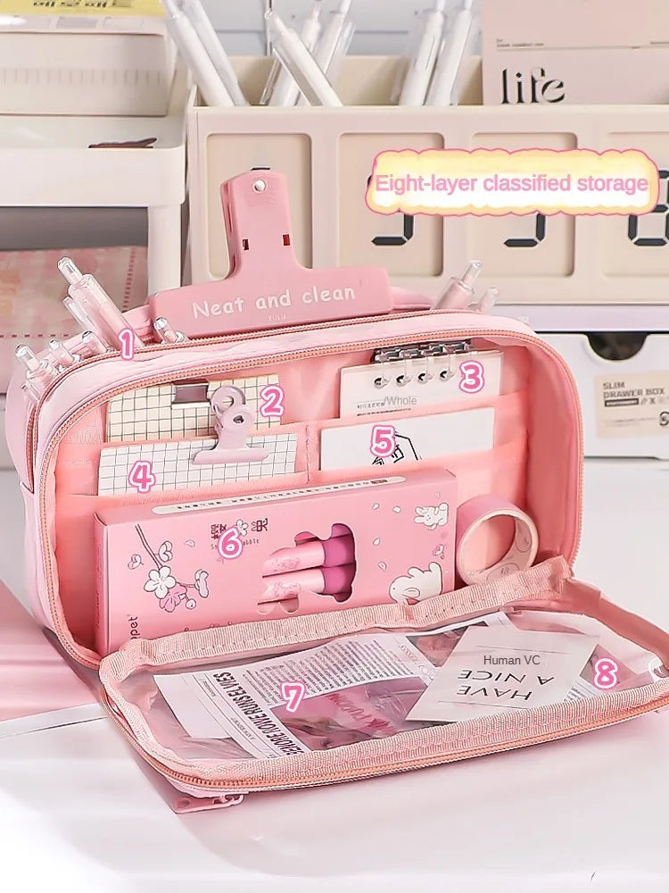 Transparent Pencil Case Lnstagram Style Niche Powerful Stationery Box Good Quality for Elementary School Students