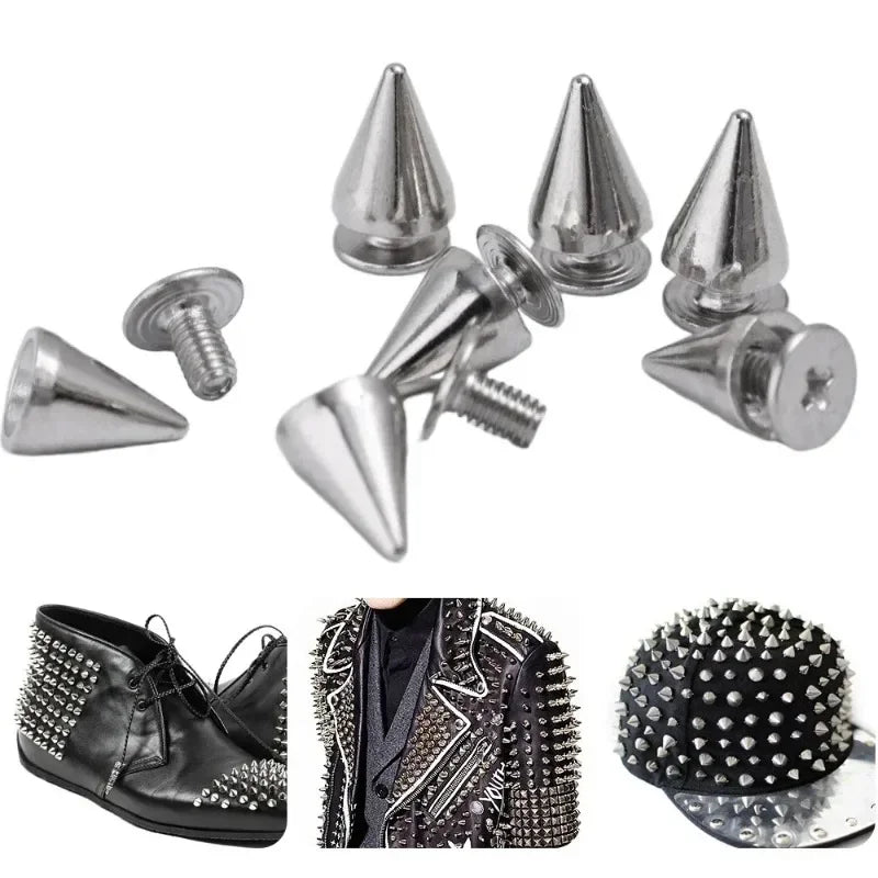 Multiple Sizes Cone Spikes Screwback Studs Rivets Metal Tree Spikes Studs Punk Style Clothing Accessories DIY Craft Decoration