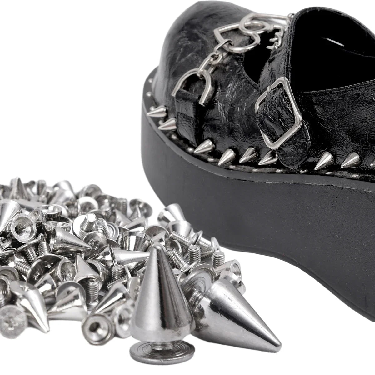 Multiple Sizes Cone Spikes Screwback Studs Rivets Metal Tree Spikes Studs Punk Style Clothing Accessories DIY Craft Decoration