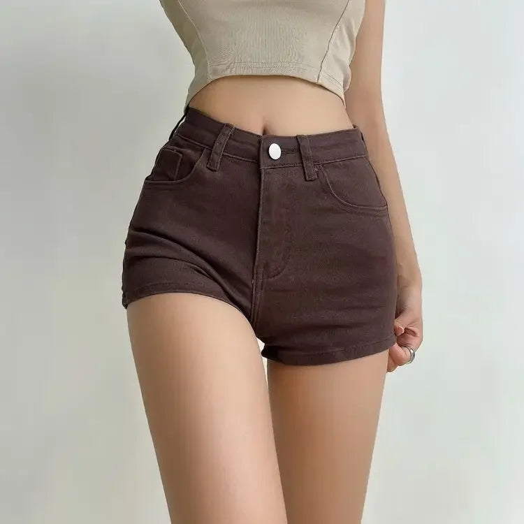 Female Short Jeans Pants Retro Brown Women's Denim Shorts Wholesale Streetwear Harajuku Fashion Outfits Youthful Comfy Hot Jorts