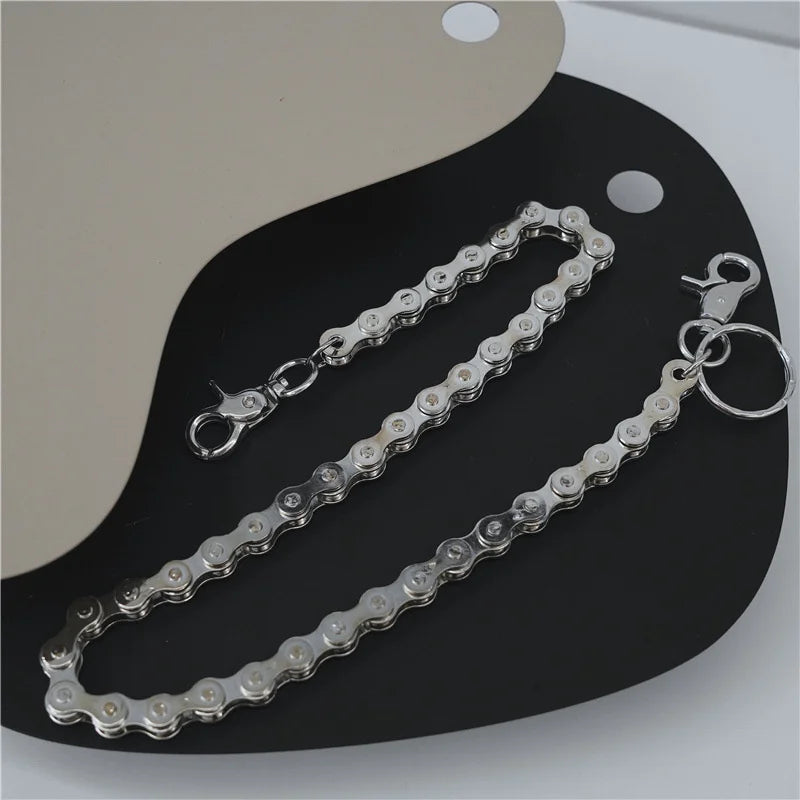 Punk Rock Unique Metal Minimalist Bicycle Chain Keychains for Men Women Trendy Hip Hop Waist Pants Chain Jeans Skirt Jewelry New