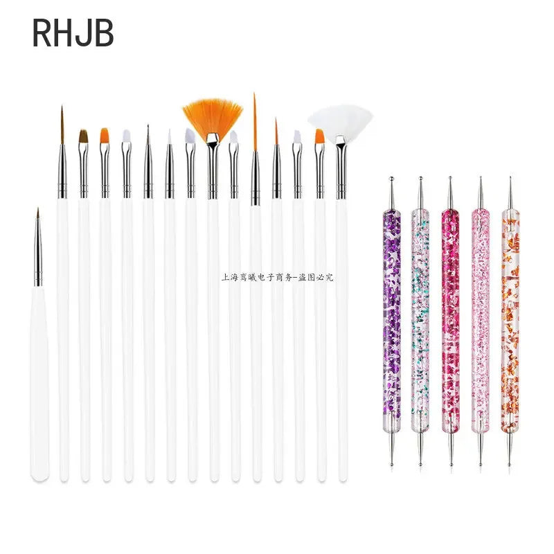 New 2025 Multiple nail art nail brush Design Tip Drawing Carving Dotting Nail Pen Builder Flat Liner Acrylic Gel Polish Manicure