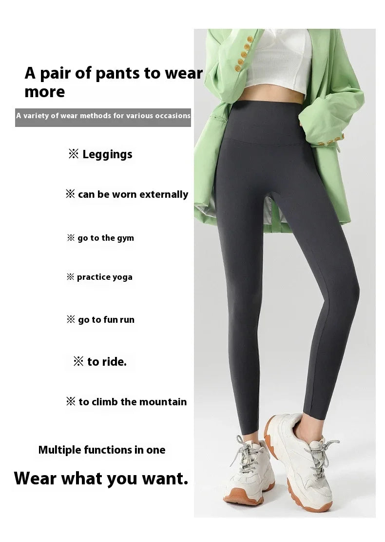Women's Autumn Winter Thickened Alpaca Velvet Black Shark Leggings High Waist Slim Seamless Fleece Warm Leggings