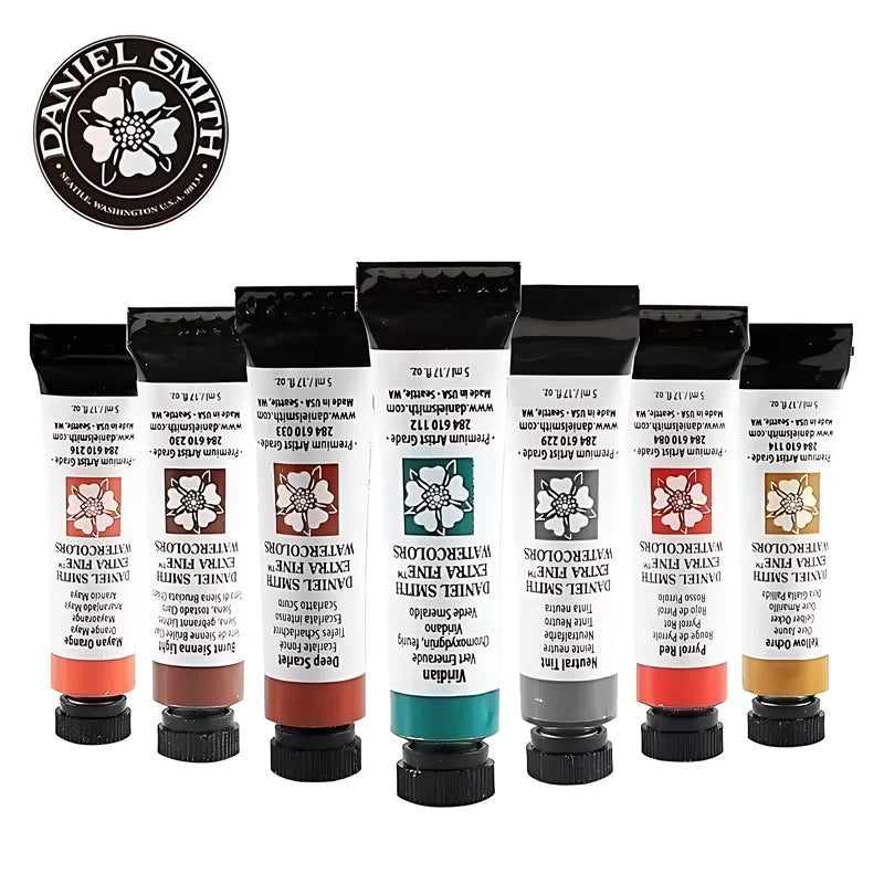 Daniel Smith Professional Artists 6 Colors 5ml Watercolor Pigments Mineral Colors Essentials Starter Acuarelas Brush Set