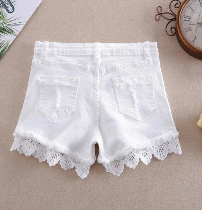 Denim Shorts for Women High Waist Flowers Short Jean Pants Woman To Wear 2000s Clothes Y2k 2025 Classic Casual Fashion Clothing