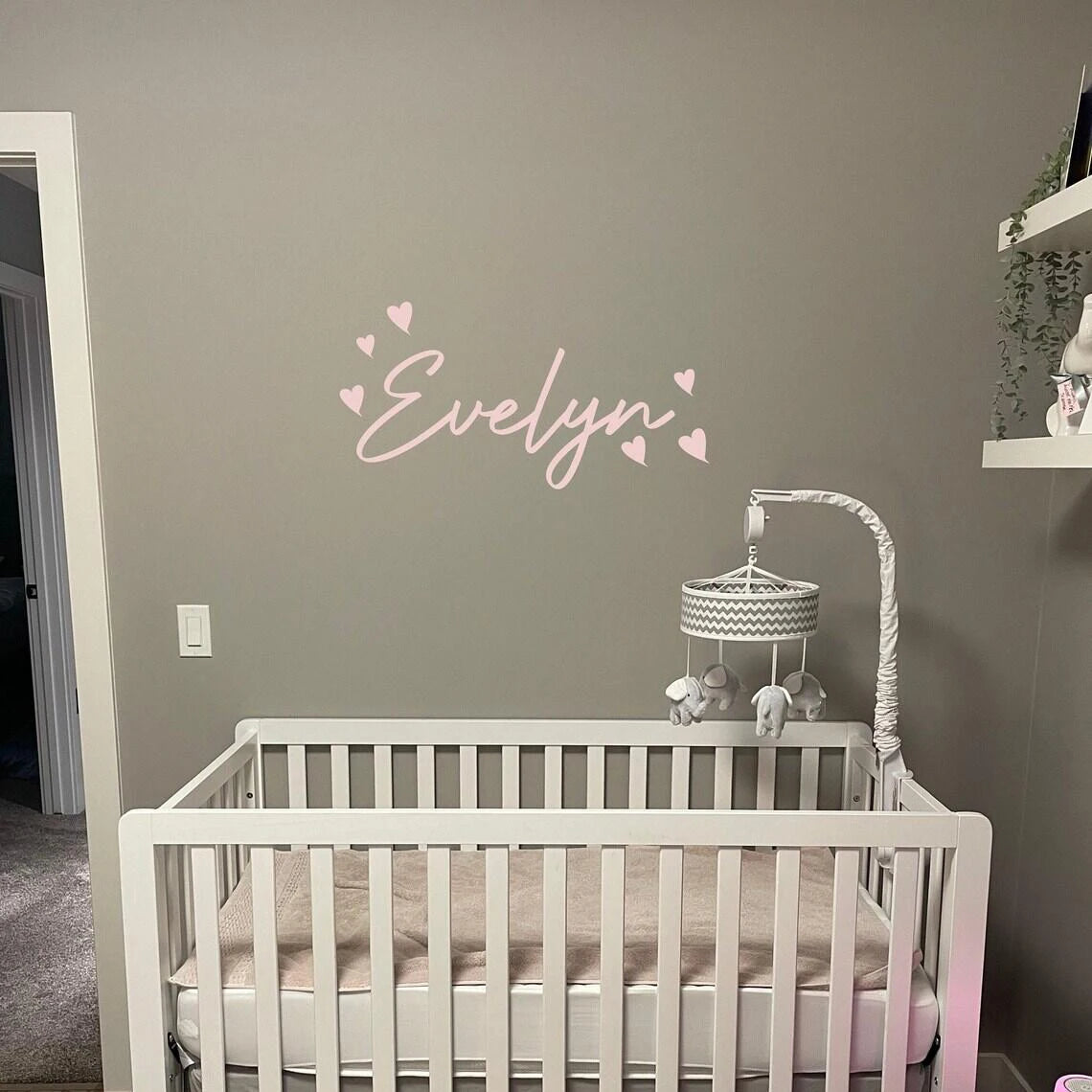 Personalized Name with Hearts Vinyl Wall Decal Baby Kids bedroom Girls Room Decoration Stickers Custom Nursery Murals T01