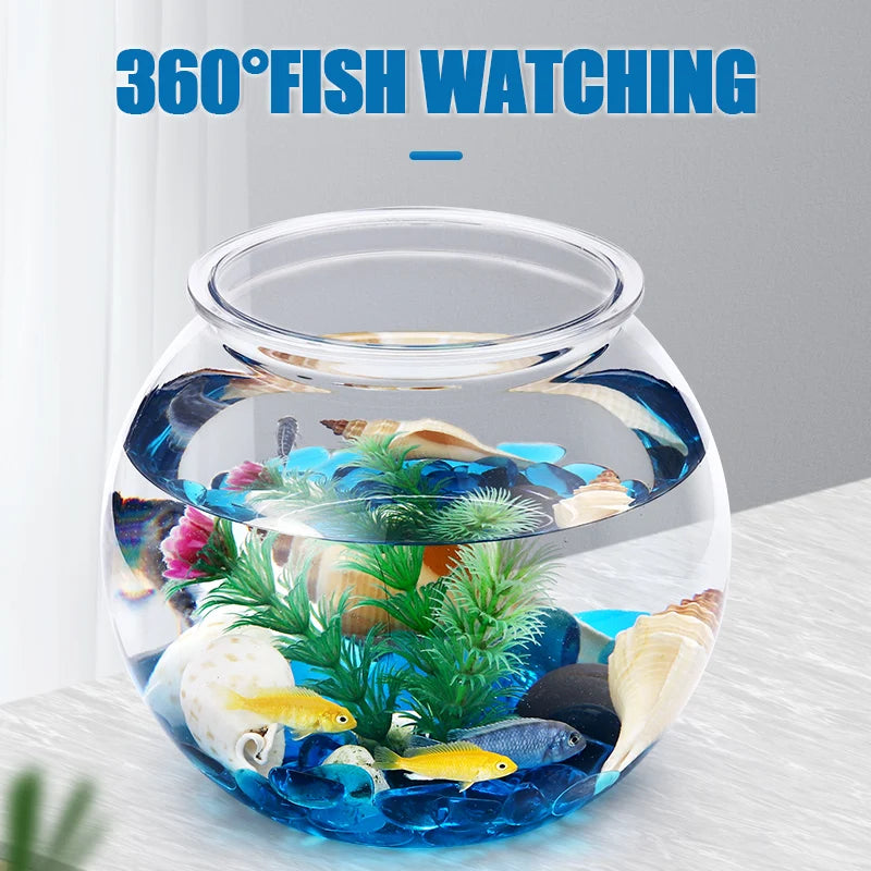 Fish Bowl Plastic L M S Sizes Desktop Aquarium Tanks Round Durable Fish Tank for Betta and All Mini Fish