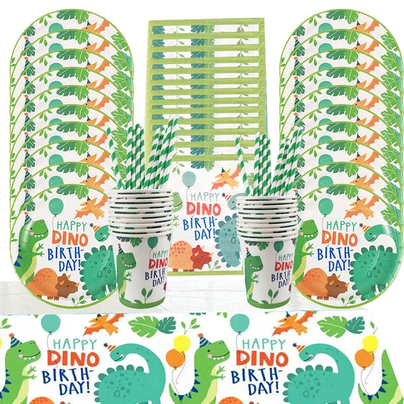 Dinosaur Party Supplies Dinosaur Tableware Set Happy Birthday Party Decorations Kids Boy Jungle Safari Party Baby Shower Favors