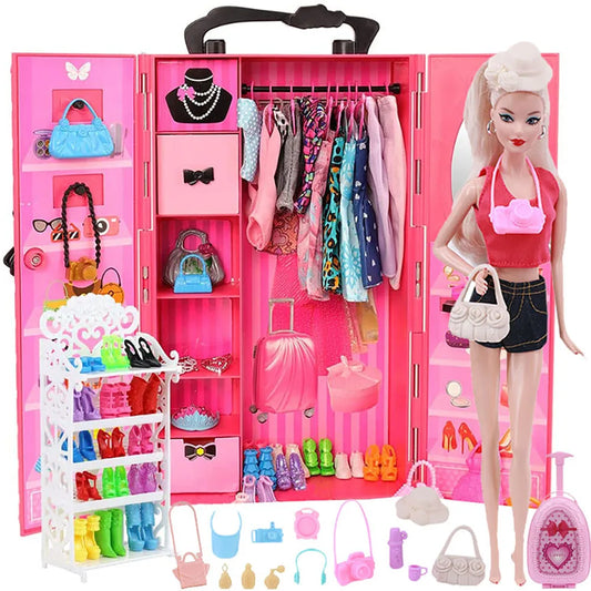 Barbies Clothes Accessories Dollhouse 1/6 For 30Cm Barbies Furniture Wardrobe Mixing Of Multiple Accessories Bed Barbie Doll Toy