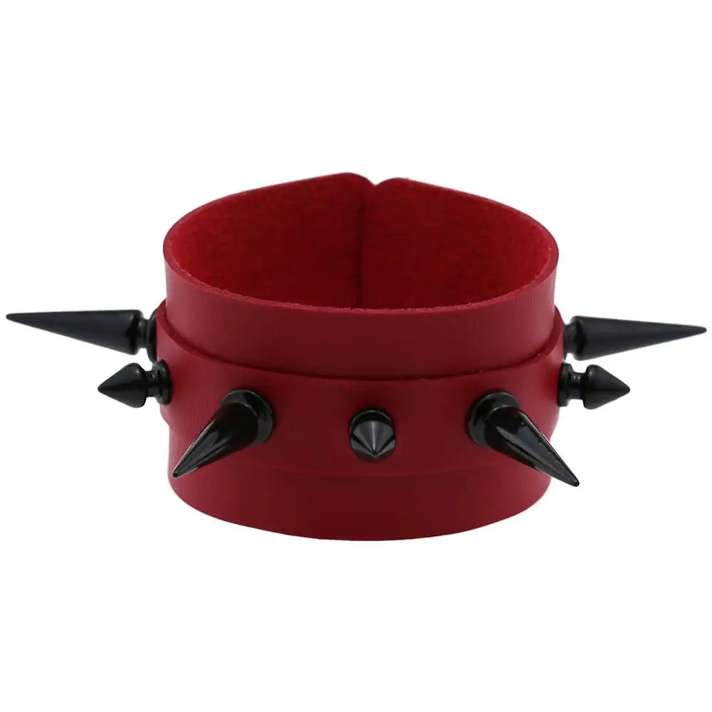 Punk Bracelet for Men Women Goth Black Leather Wristband with Metal Studded Spike Rivets Cuff Bangle Gothic  Jewelry