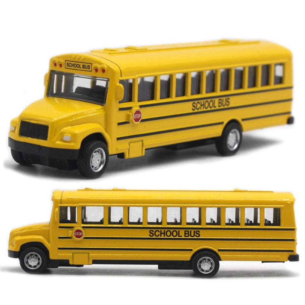 1/64 Optic Alloy Inertial School Bus Model Car Model Pull Back Toys Music Cars Vehicle Gifts Kids Boy Toys For Children Birthday