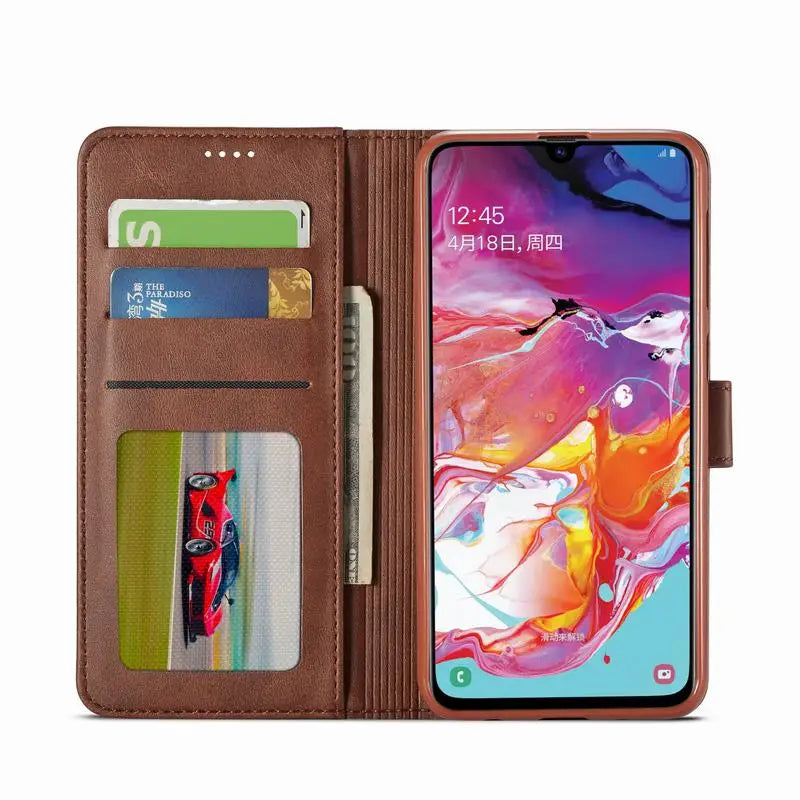 Phone Case For Samsung Galaxy A10 Case Flip Wallet Magnetic Cover For Samsung A10 A40 M10 Case Luxury Vintage Leather Cover