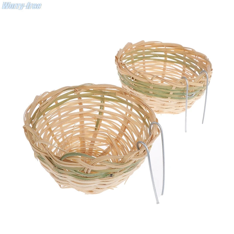 6Pcs Handmade Bamboo Bird Breeding Nest Bed for Budgie Parakeet Cockatiel Parakeet Conure Canary Finch Lovebird and Small Parrot