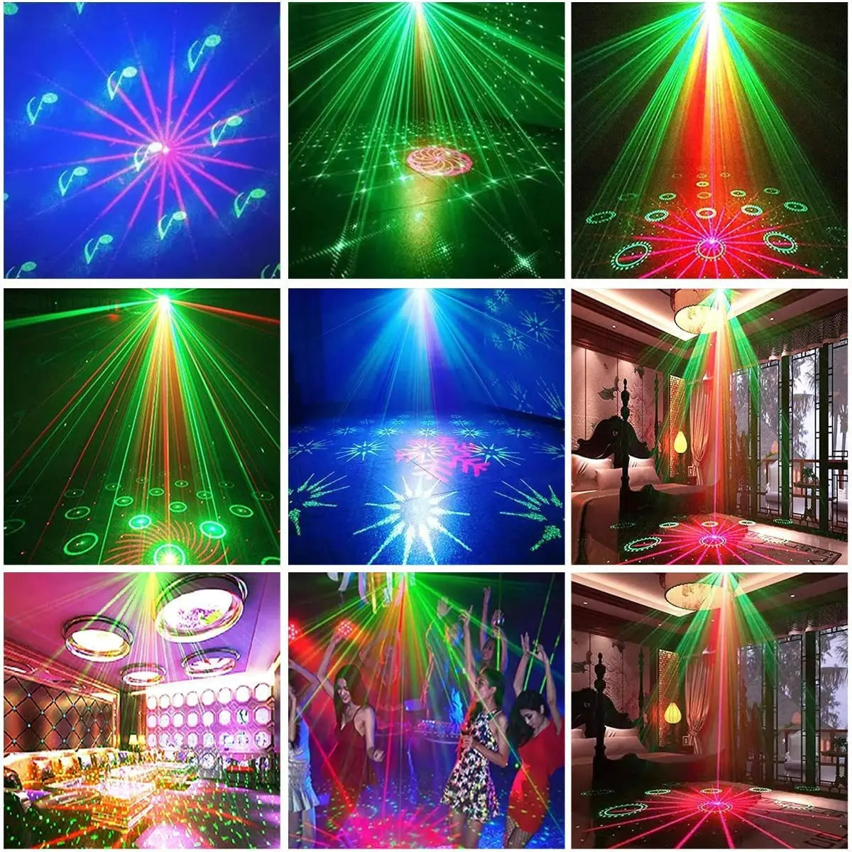 Stage DJ Party Laser Projector Disco Voice Controlled Red Green Blue Strobe Lights Club Family Holiday Christmas Lights