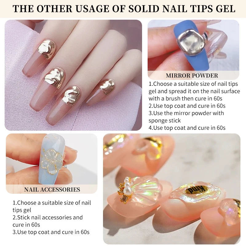 BORN PRETTY Solid Nail Tips Gel 5g Transparent Clear Function Gel Nail Extension Gel Soak Off Nail Art Gel Need UV Lamp Cure