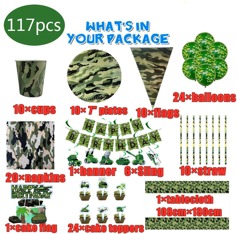 Army Green Camouflage Theme Party Military Decorations Tableware Set Paper Cups Plates Baby Shower Kids Birthday Party Supplies