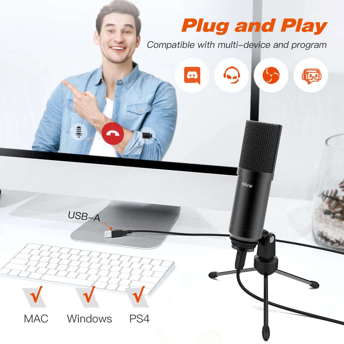 Go USB Gaming Microphone Set with Flexible Arm Stand Pop Filter Plug&Play with PC Laptop Computer Streaming Podcast Mic T732