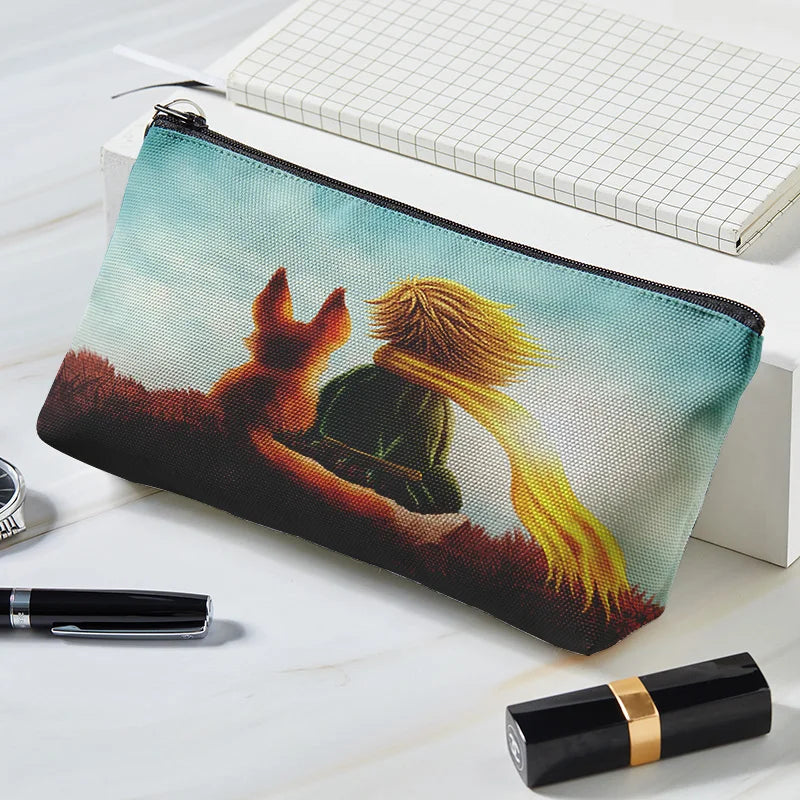 Lovely Cartoon Little Prince Print Canvas Women Makeup Bag Toiletries Organize Portable Travel Cosmetic Bag Female Make Up cases