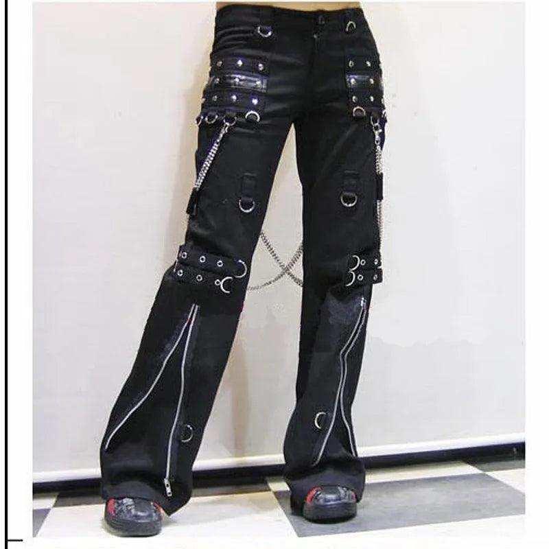 Y2k Jeans Pants for Men Kill Matt Punk Rock style Long Pants Gothic Casual Rivet Fashion Micro-Flare Flared Pants Streetwear