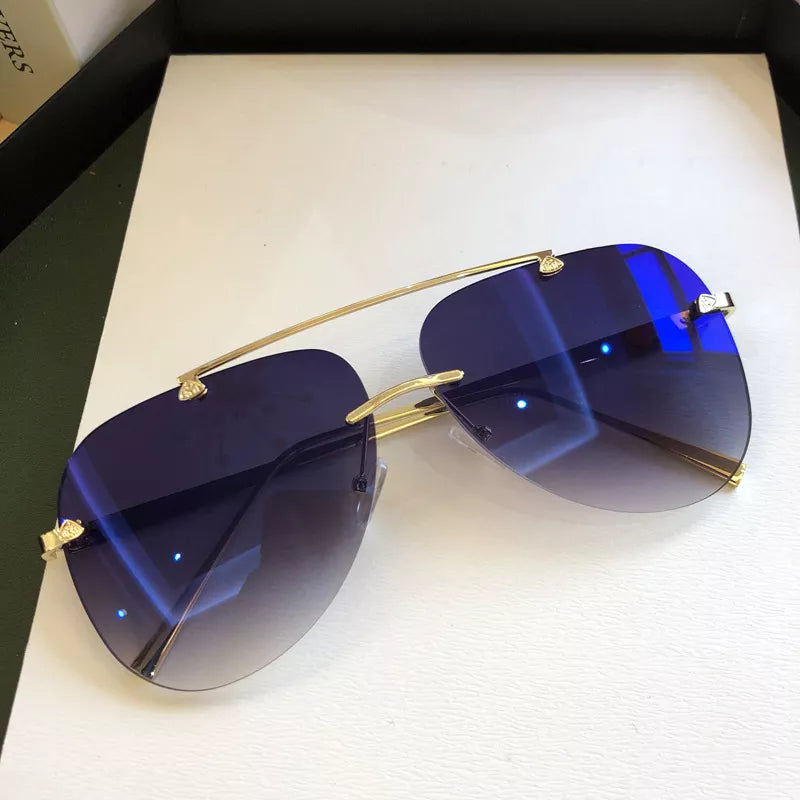 UV400   Rimless  Aviator Sunglasses For Men Women