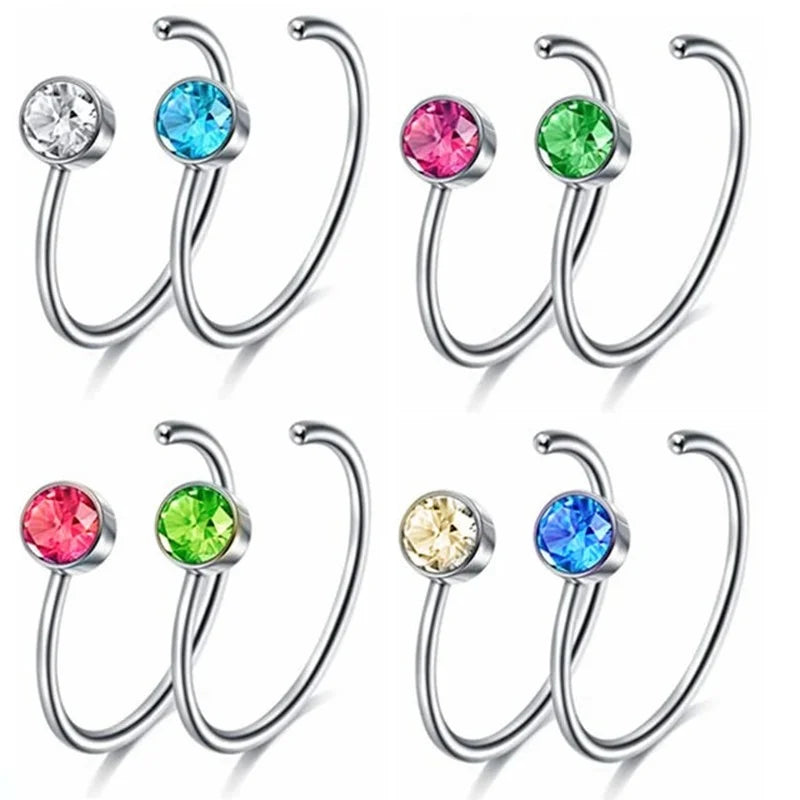 12/24/36Pcs L Shape Nose Ring Curve Pack Crystal Straight Nose Ring Set Nose Stud Lot Piercing Nariz Cuff Nase Pircing Nose Clip