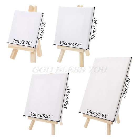 Mini Canvas And Natural Wood Easel Set For Art Painting Drawing Craft Wedding Supply Drop Shipping