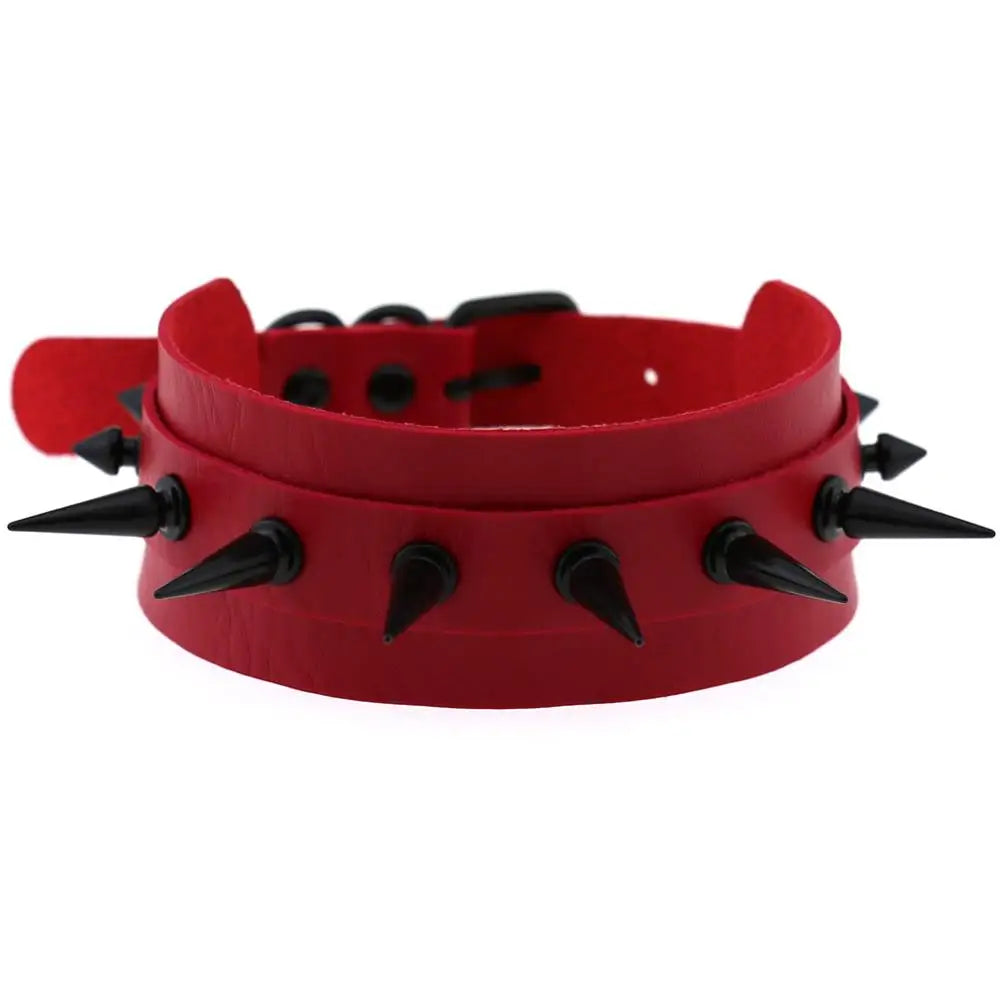 Black leather Choker Collar women Studded Rivet Collar Spiked  Necklace punk Chocker Gothic  Jewelry witch Accessories