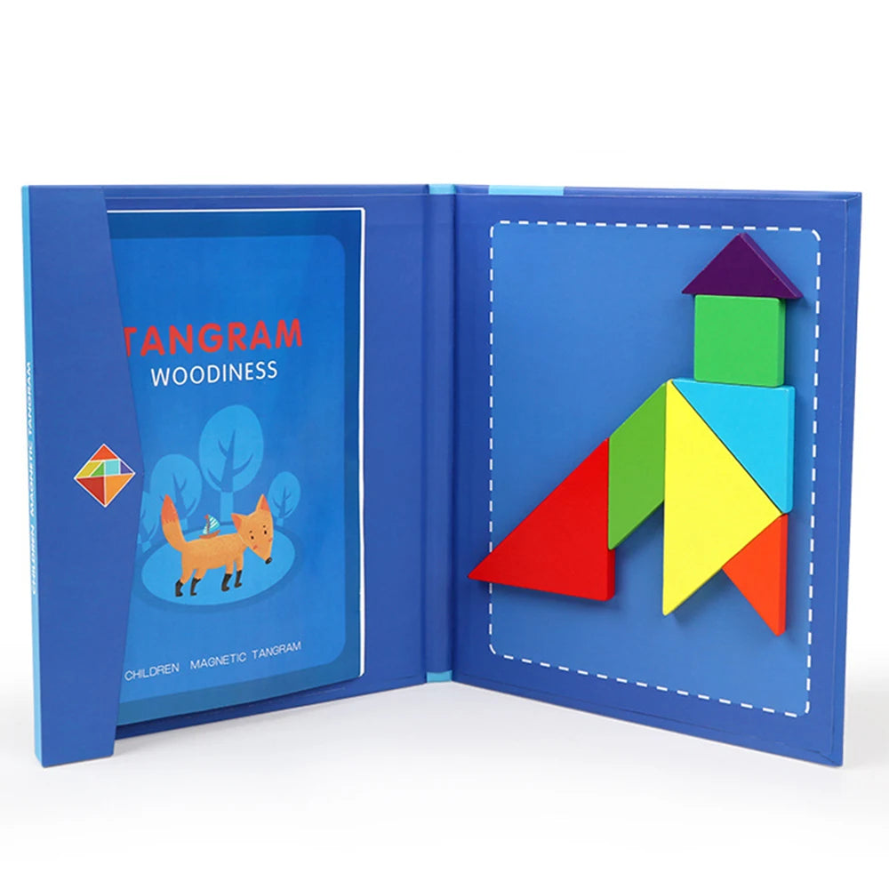 Magnetic 3D Puzzle Jigsaw Tangram Game Montessori Learning Educational Drawing Board Games Toy Gift for Children Kid Brain Tease