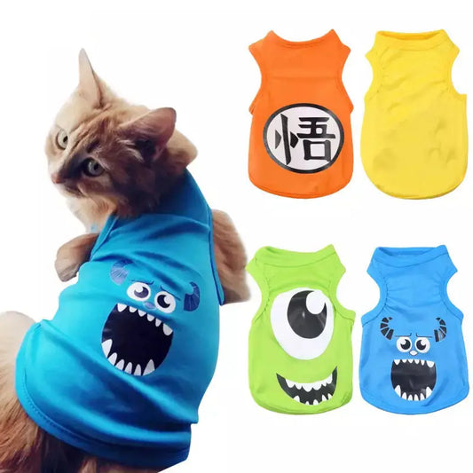 Cat Dog Clothes Vest Teddy Bomei Goku Small Medium-sized Dogs Spring Summer Cool Breathable Pet Clothes Anti-hair Loss E11391