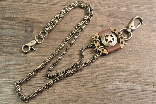 Women Men's Motorcyle Keychain Belt Chains Rock Punk Double chain Cowboy Cowgirls Pants Trousers Chain Biker Wallet Accessories