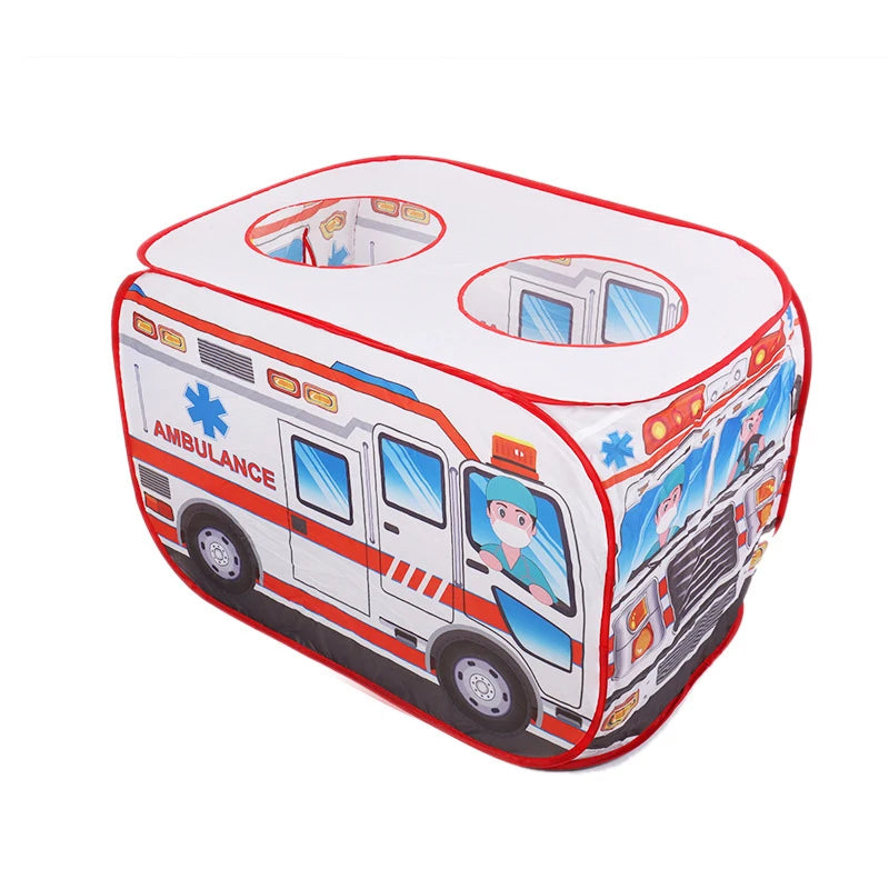 Foldable Game Play House Fire Truck Police Bus Pop Up Toy Tent Playhouse Cloth Gift For Children Firefighting Model Dopship