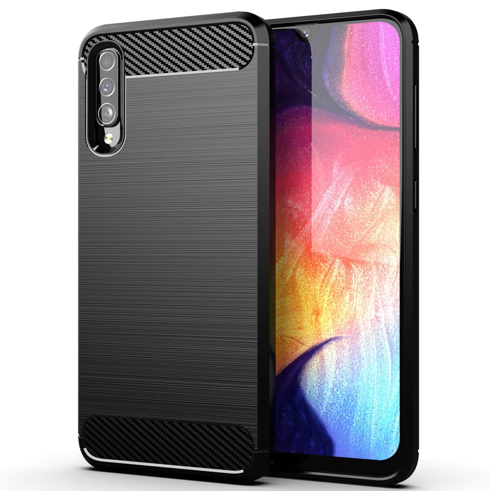 Carbon Fiber Case For Samsung Galaxy A10 A10E A10S A20 A20E A30 A40 A50 A60 A70 A80 A90 Soft Silicone Shockproof Phone Cover