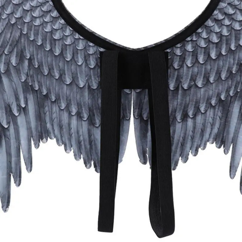 Adult Kids Halloween Black White Non Woven Feathers Angel Wings Evil Cosplay Costume Mardi Gras Pretend Play Dress Up Accessory