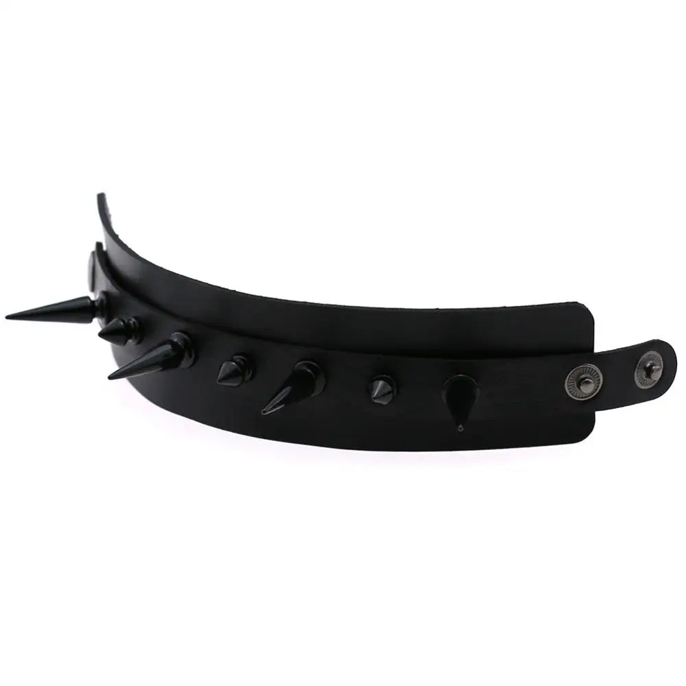 Punk Bracelet for Men Women Goth Black Leather Wristband with Metal Studded Spike Rivets Cuff Bangle Gothic  Jewelry