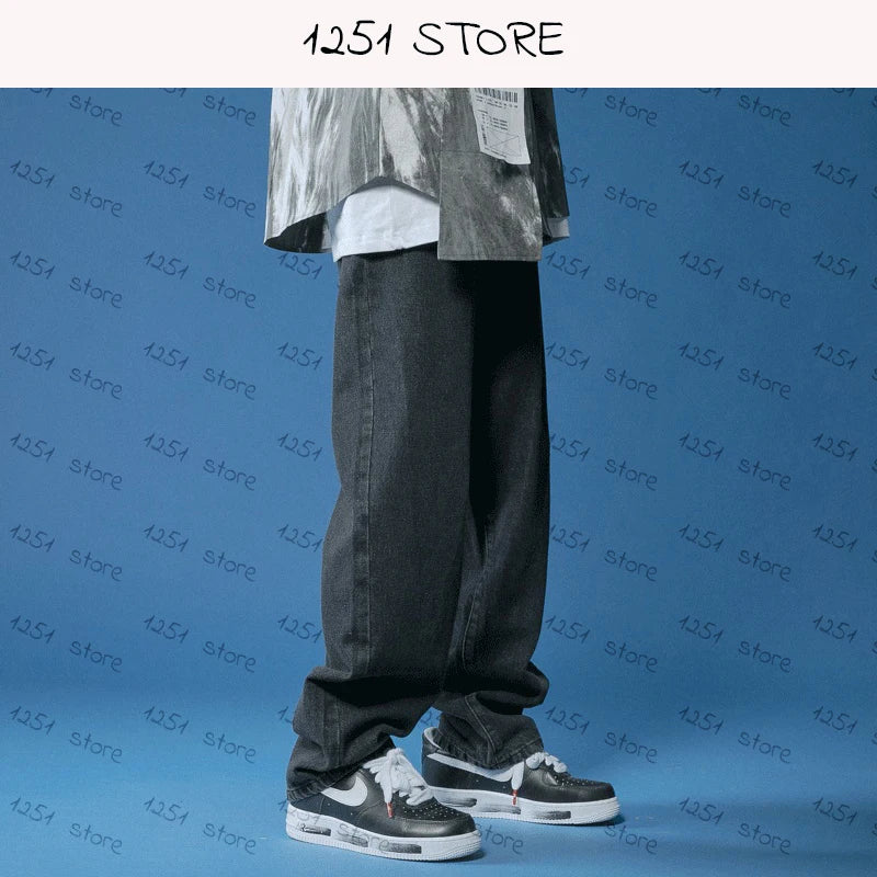 Straight Jeans Men Wide Jeans Loose Denim Trousers White Neutral Jeans Streetwear Casual Pure Man Women Pants Hip Hop Bagy jeans