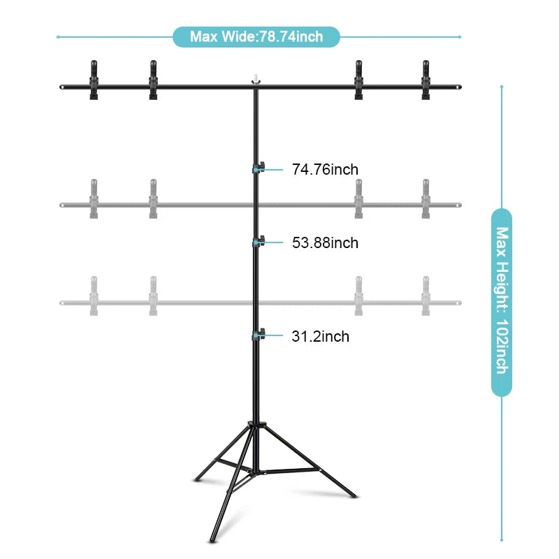 1.5/2/2.6M*2M T-Shape Backdrop Stand With Green Screen Photo Background Support For Birthday Portrait Photo Studio Photography