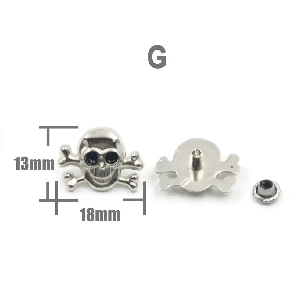 Skull Cross Bone Rivets Spike Studs Spots Nailhead Punk Rock DIY Leather Craft For Clothing Bag Shoe Apparel Parts Accessories