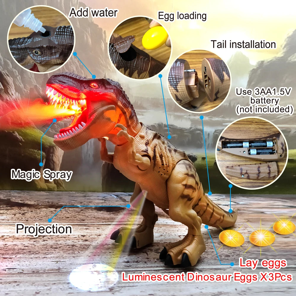 Dinosaur Toy Kids Electric Walking Spray Lay Eggs Dinosaur Robot With Light Sound  Music Mechanical Dinosaurs Model Toys Gifts