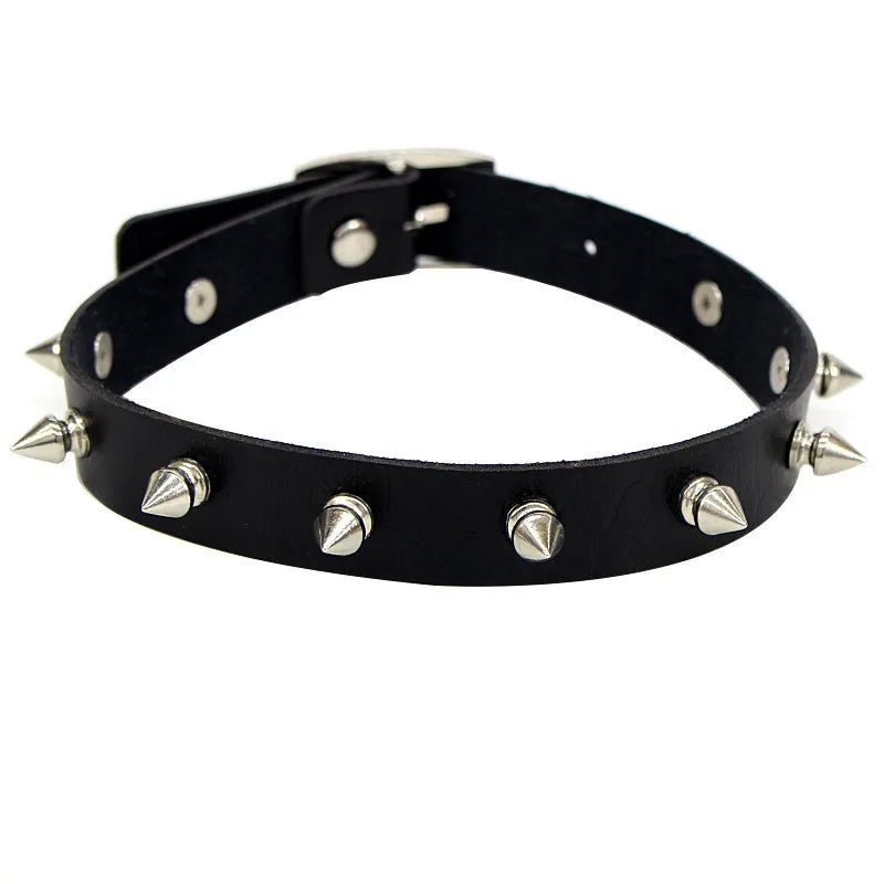 Sexy Punk Black Rivets Choker Collar Leather Necklaces Bondage Goth Jewelry Women Harness Gothic Necklace jewelry for women