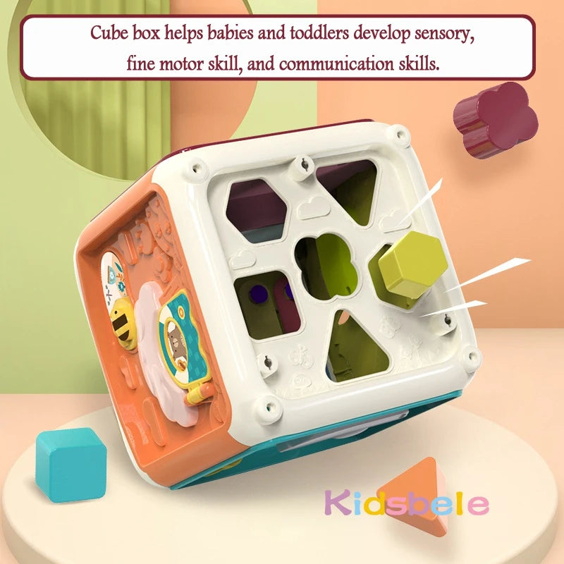 Baby Activity Cube Toddler Toys 7 in 1 Educational Shape Sorter Musical Toy Bead Maze Counting Discovery Toys For Kids Learning