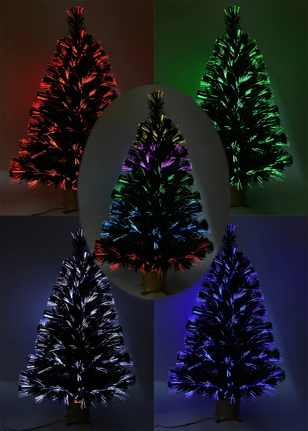 Green Pre-lit Mini Fiber Optic Tabletop Christmas Tree with 5-Layers Control LED Lights, Tabletop Xmas Table Top, 32 Inch